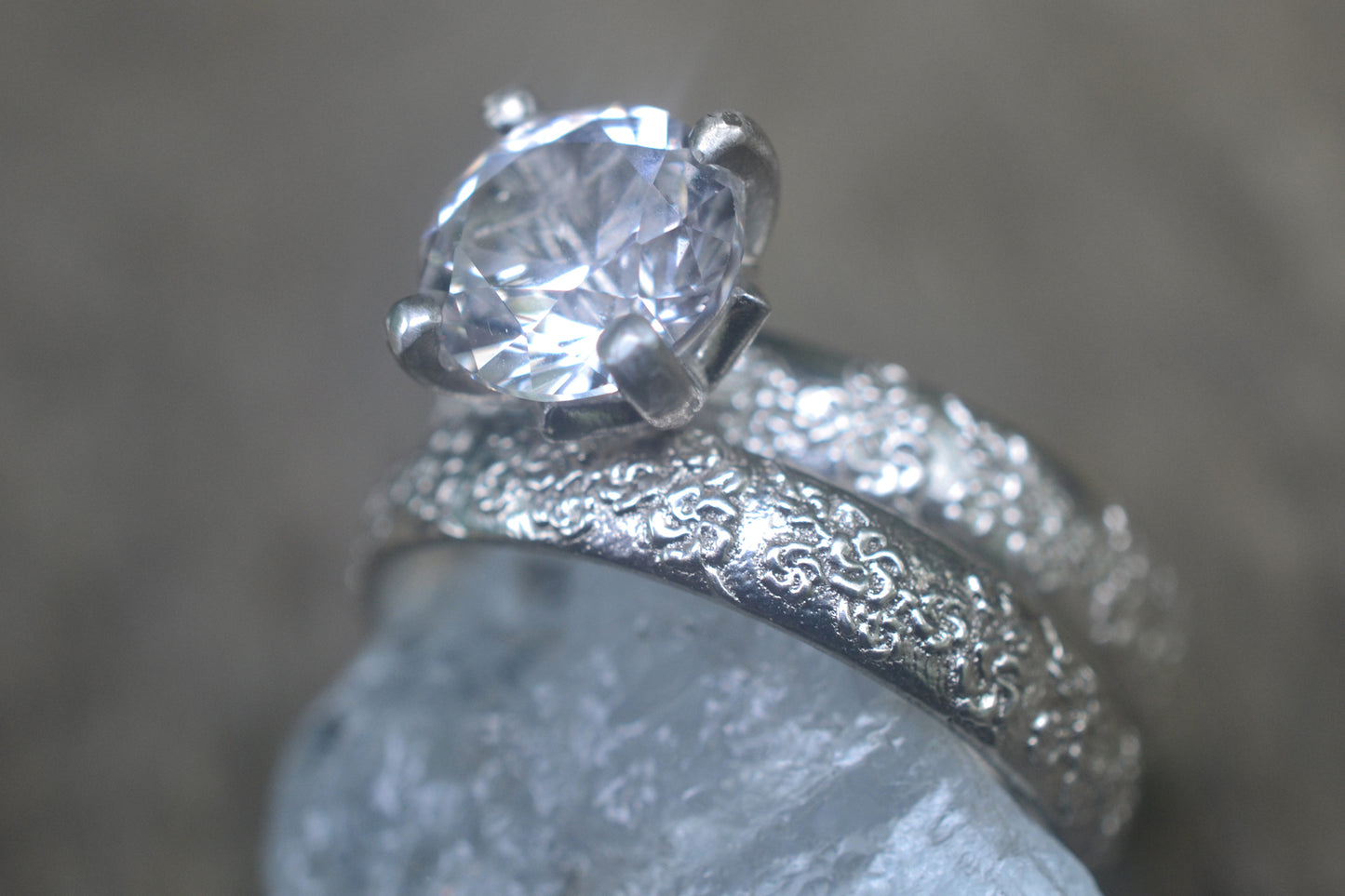 Cherry Blossom Bridal Set With White Sapphire