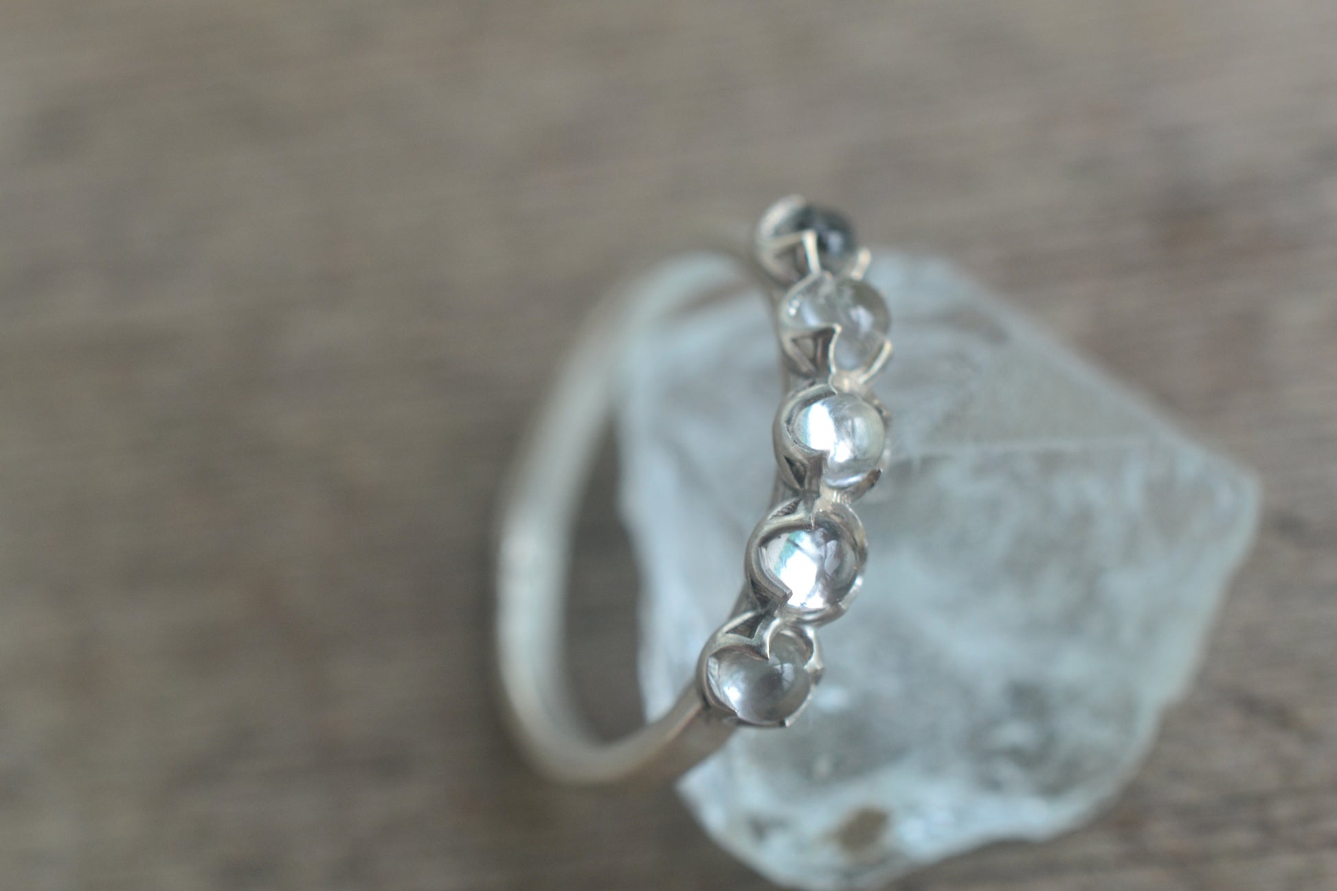 Natural White Topaz Multi Stone Ring in Silver