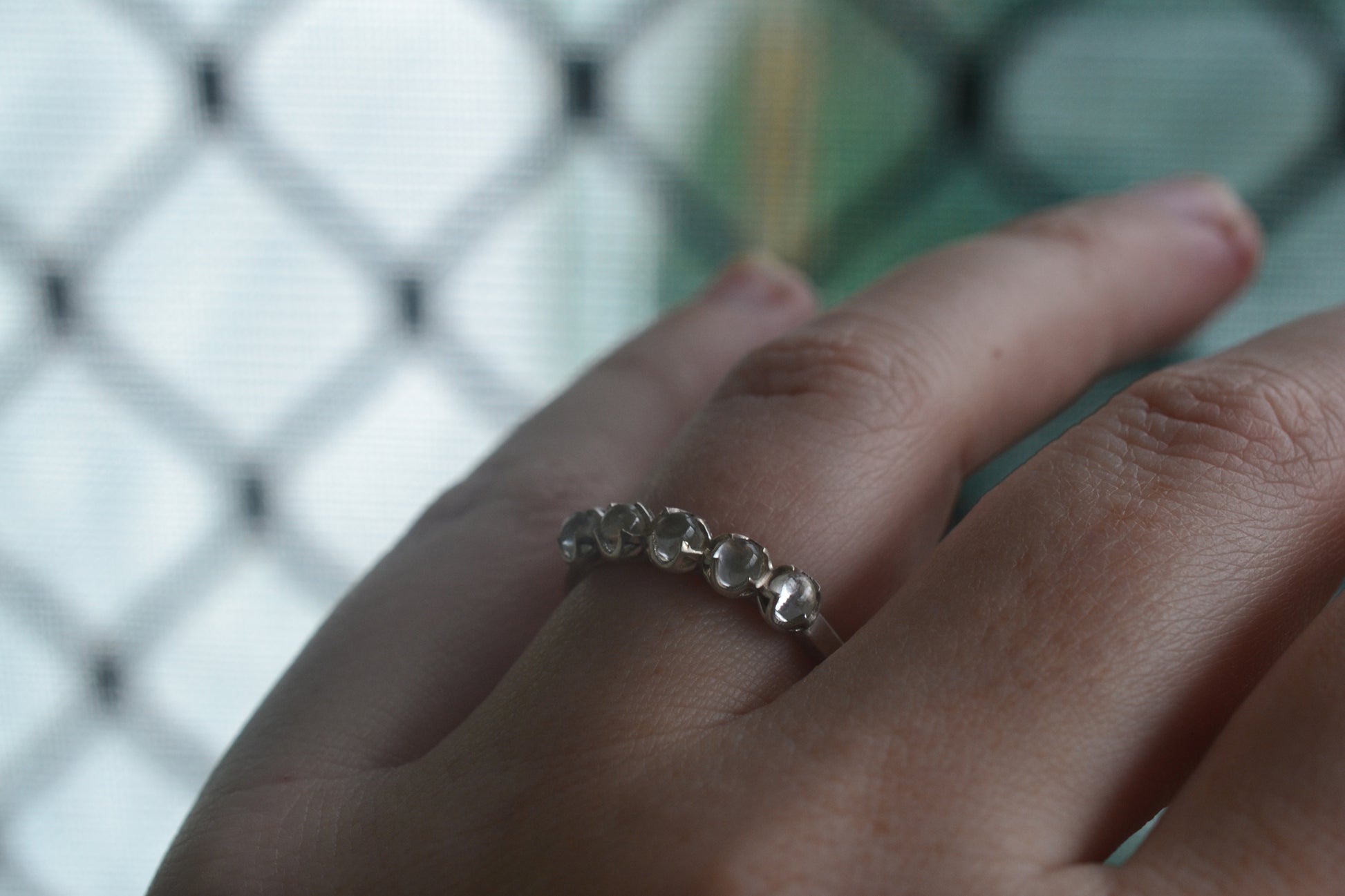 White Topaz Cabochon Statement Ring in Silver