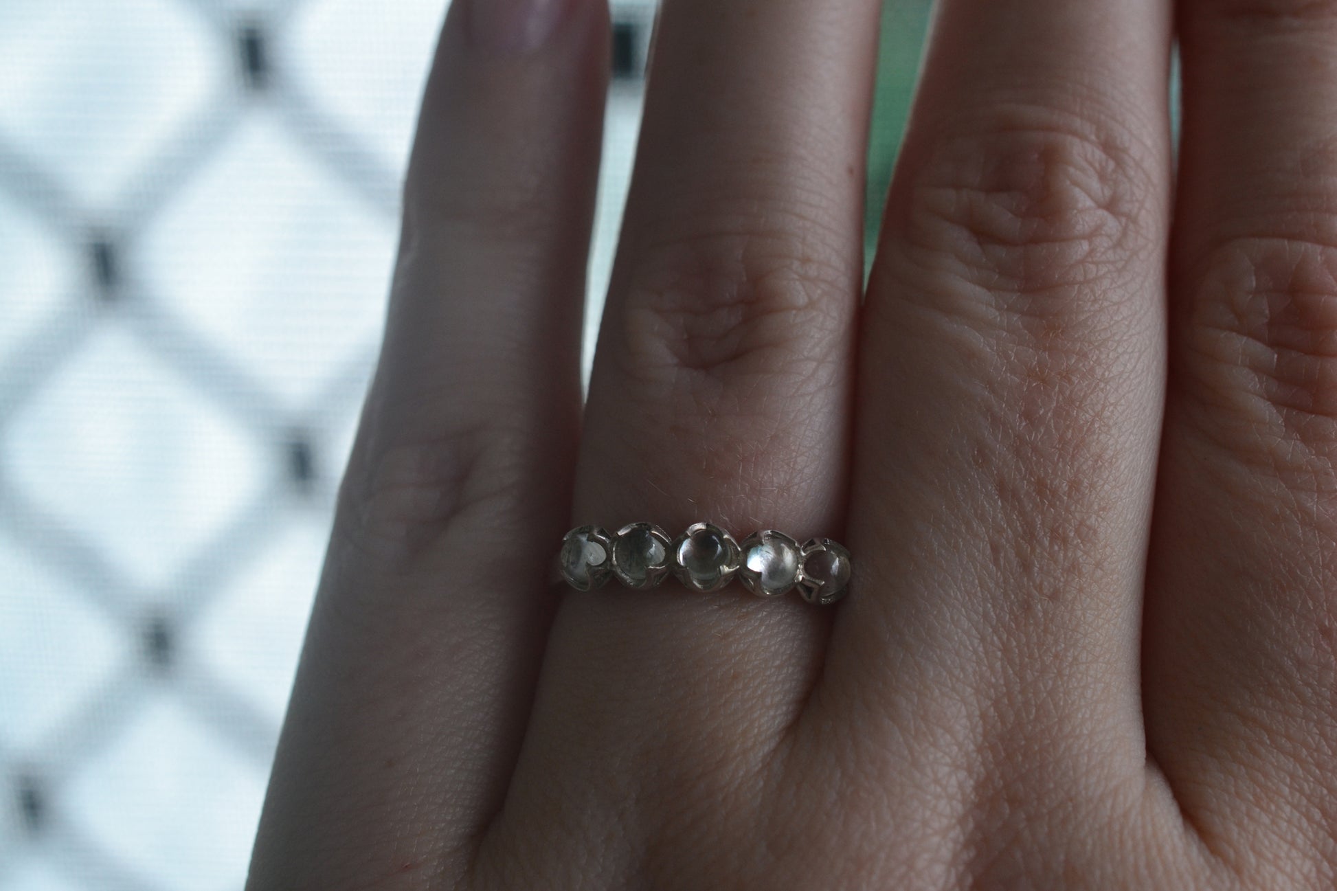Silver Statement Ring With Five White Topaz Crystals