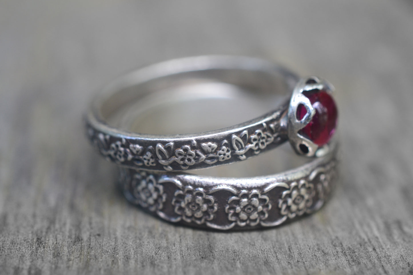 Pink Ruby Bridal Set In Oxidised Silver