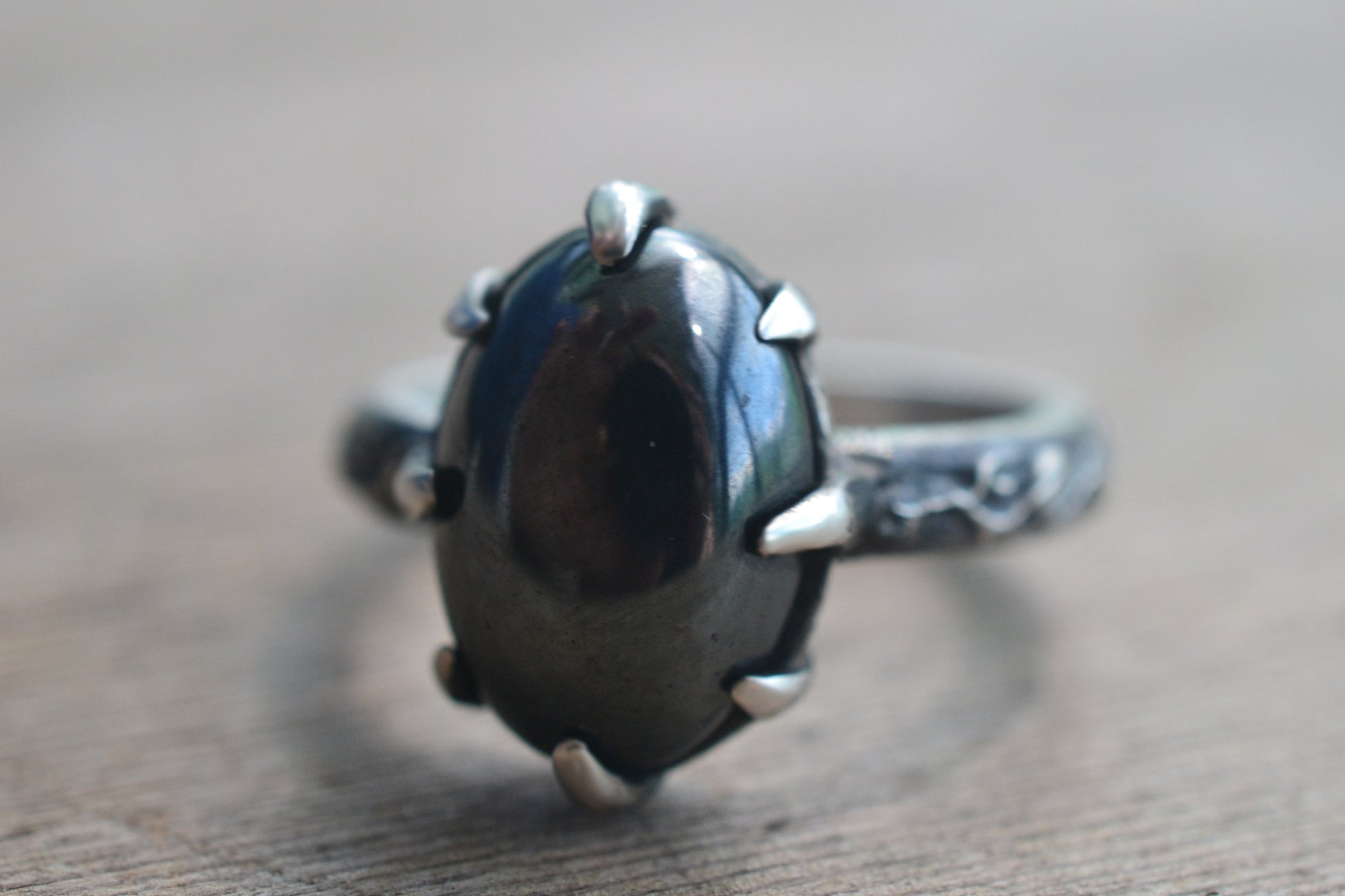 Art Nouveau Inspired Hematite & Leaf Ring