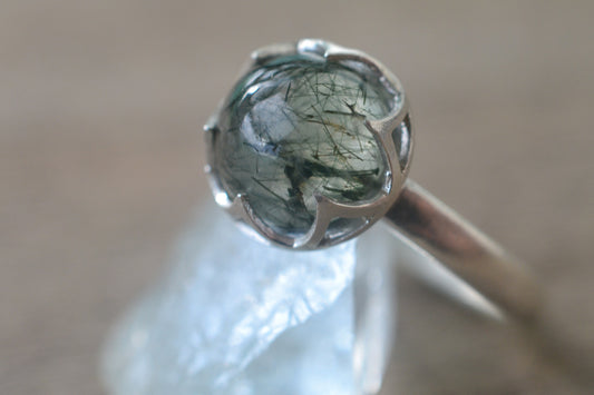 Bezel Set Tourmalated Quartz Statement Ring
