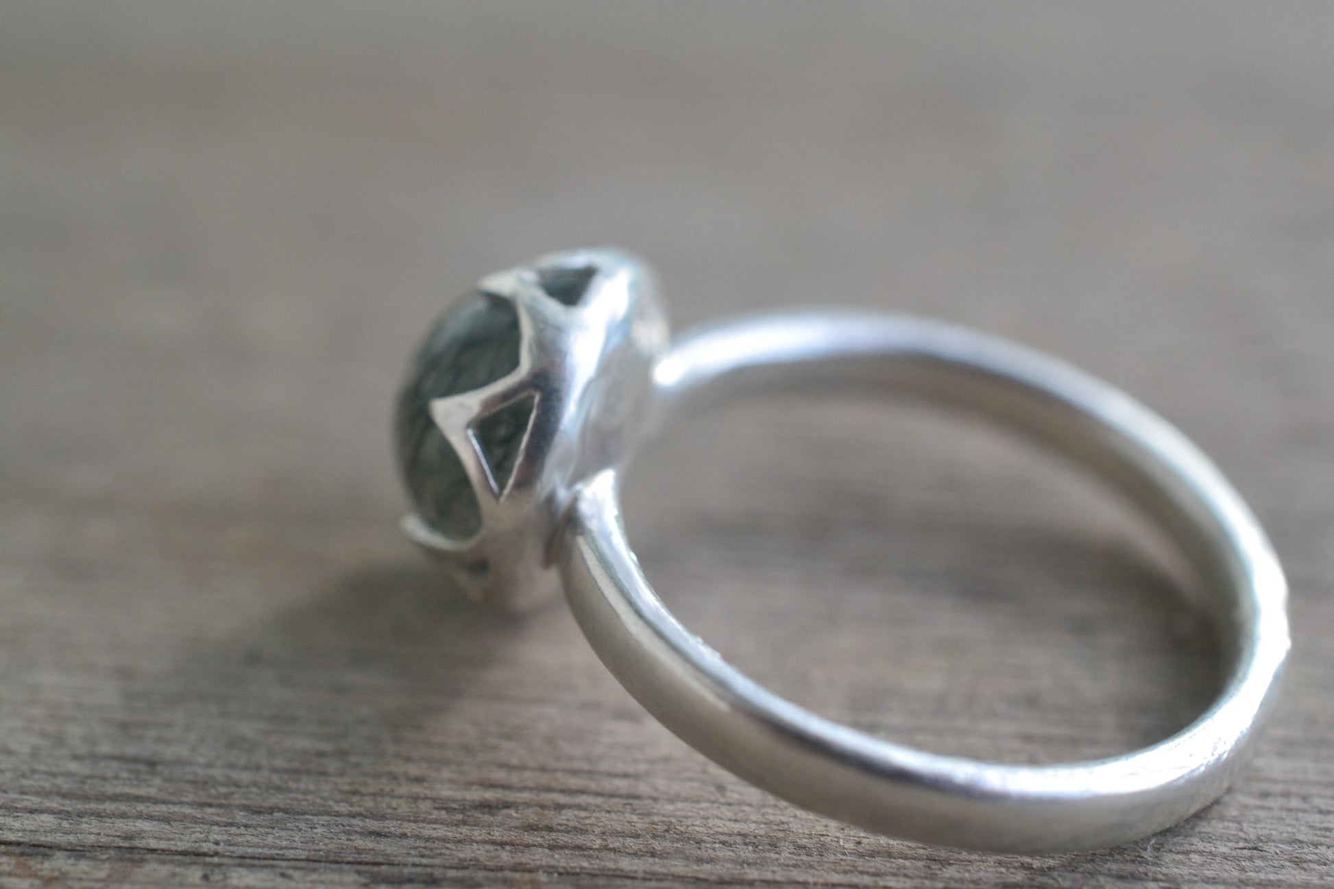 Sterling Silver Cabochon Ring With Tourmalated Quartz