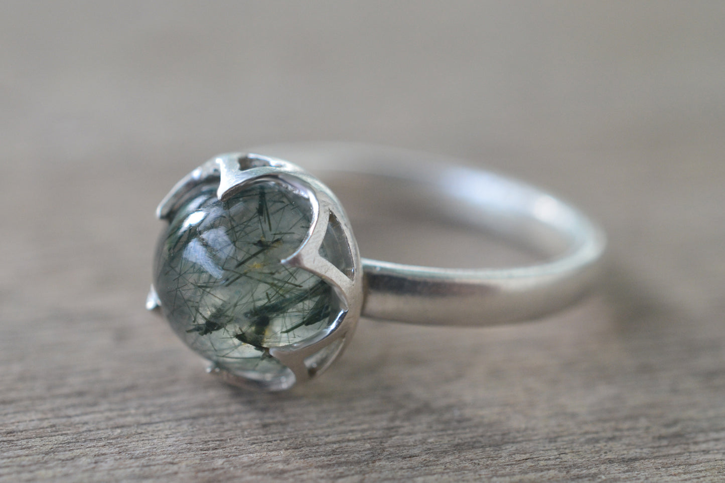 Solid Silver Bezel Ring With Natural Quartz Crystal