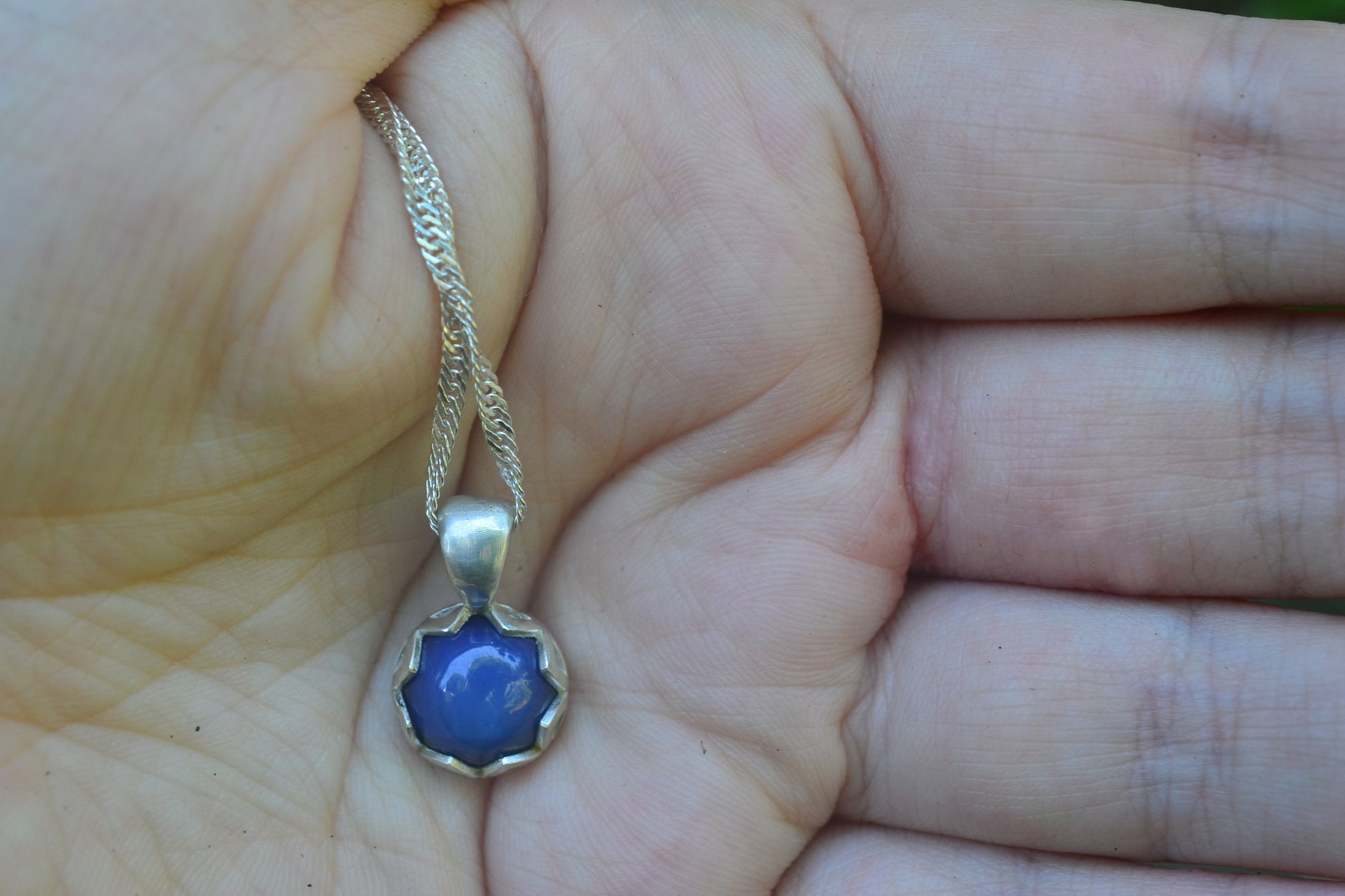 Dainty Blue Sapphire Necklace in Sterling