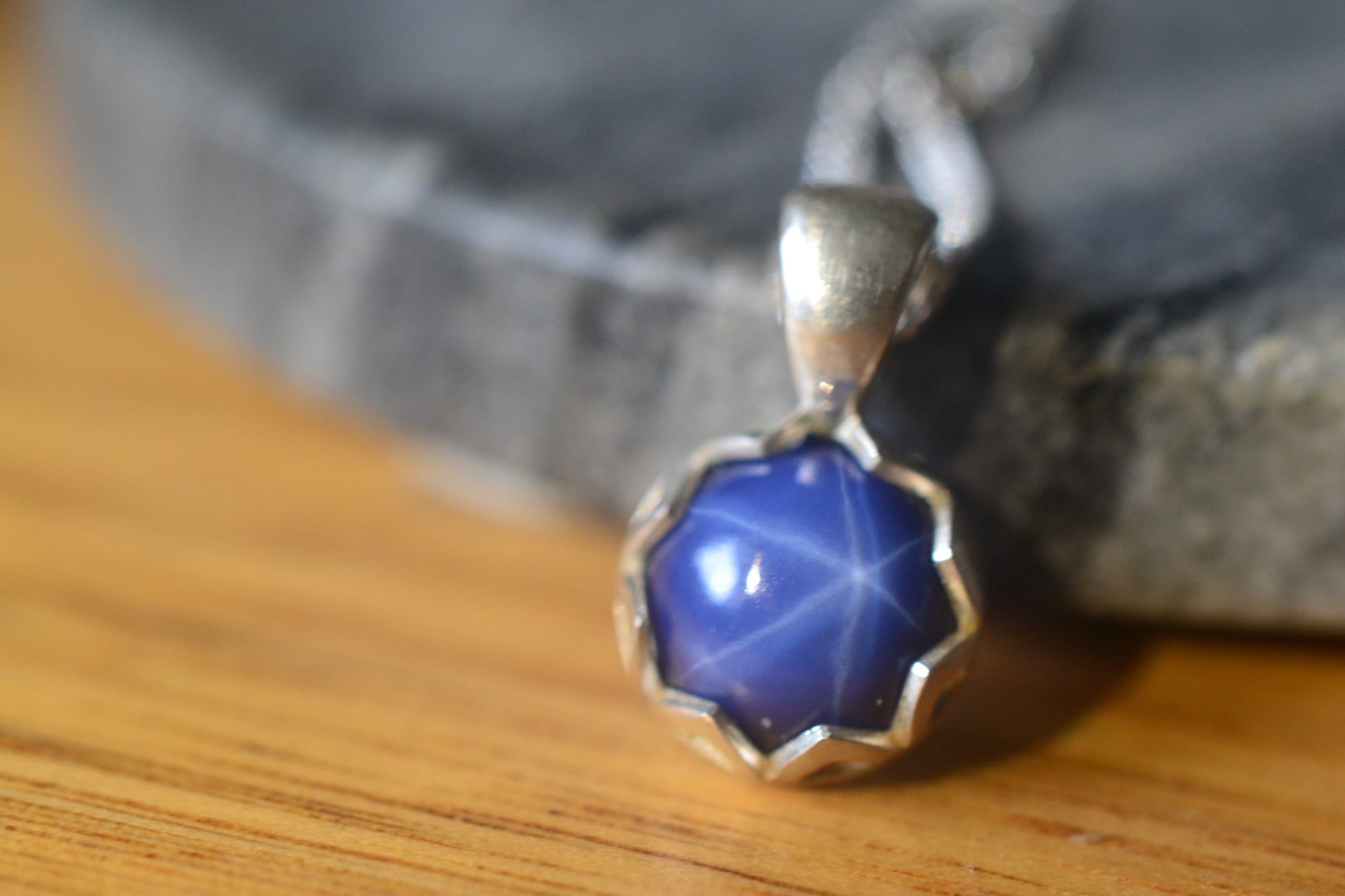 10mm Blue Star Sapphire Necklace in Silver