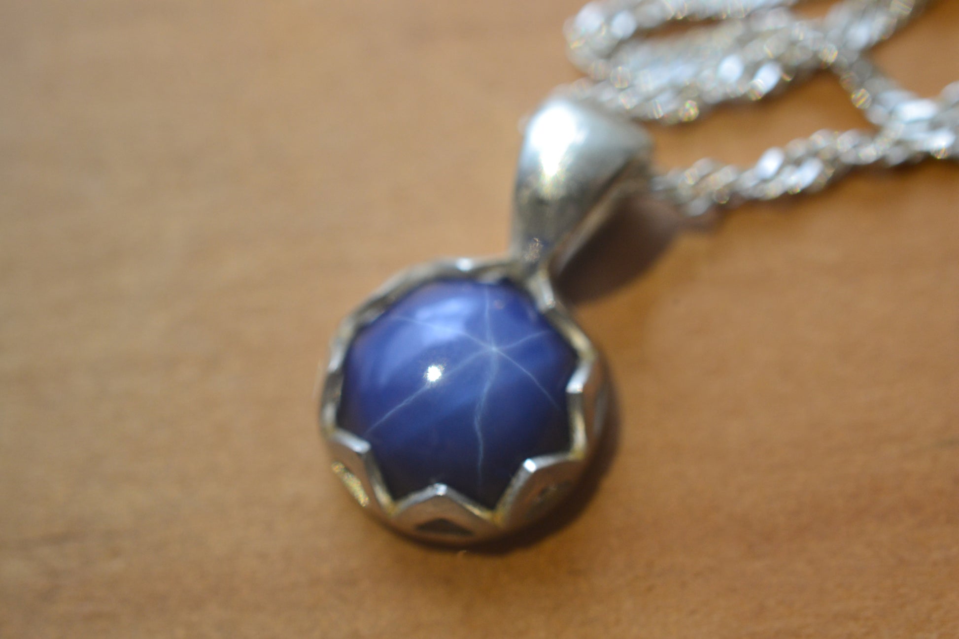Lab Created Star Sapphire Pendant with Chain