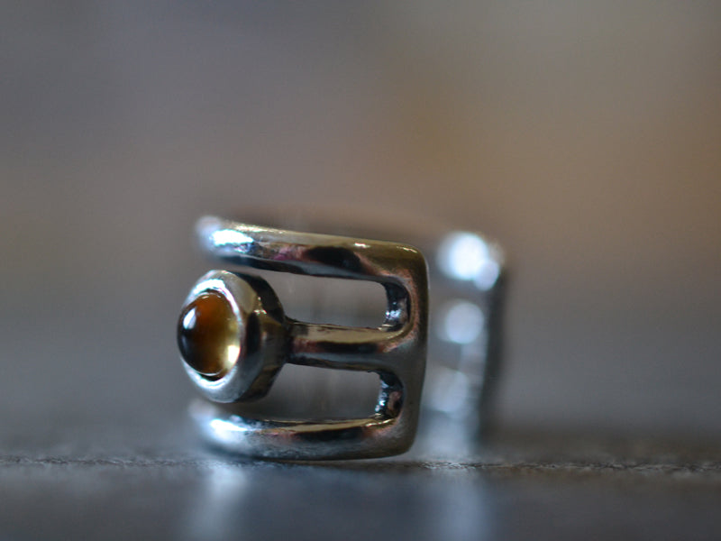 Dainty 3mm Citrine Gemstone Ear Cuff Wrap In Sterling Silver