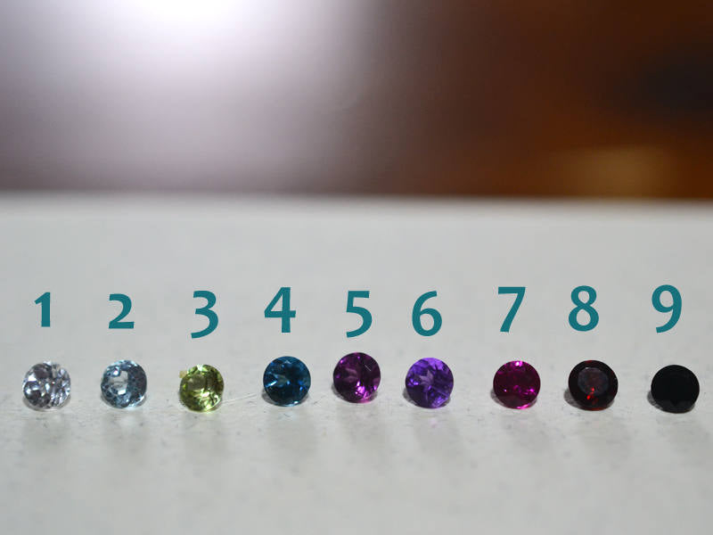3mm Faceted Gemstone Choices: White Zircon, Sky Blue Topaz, Peridot, London Blue Topaz, Rhodolite Garnet, Amethyst, Lab Created Ruby, Red Garnet, Black Spinel