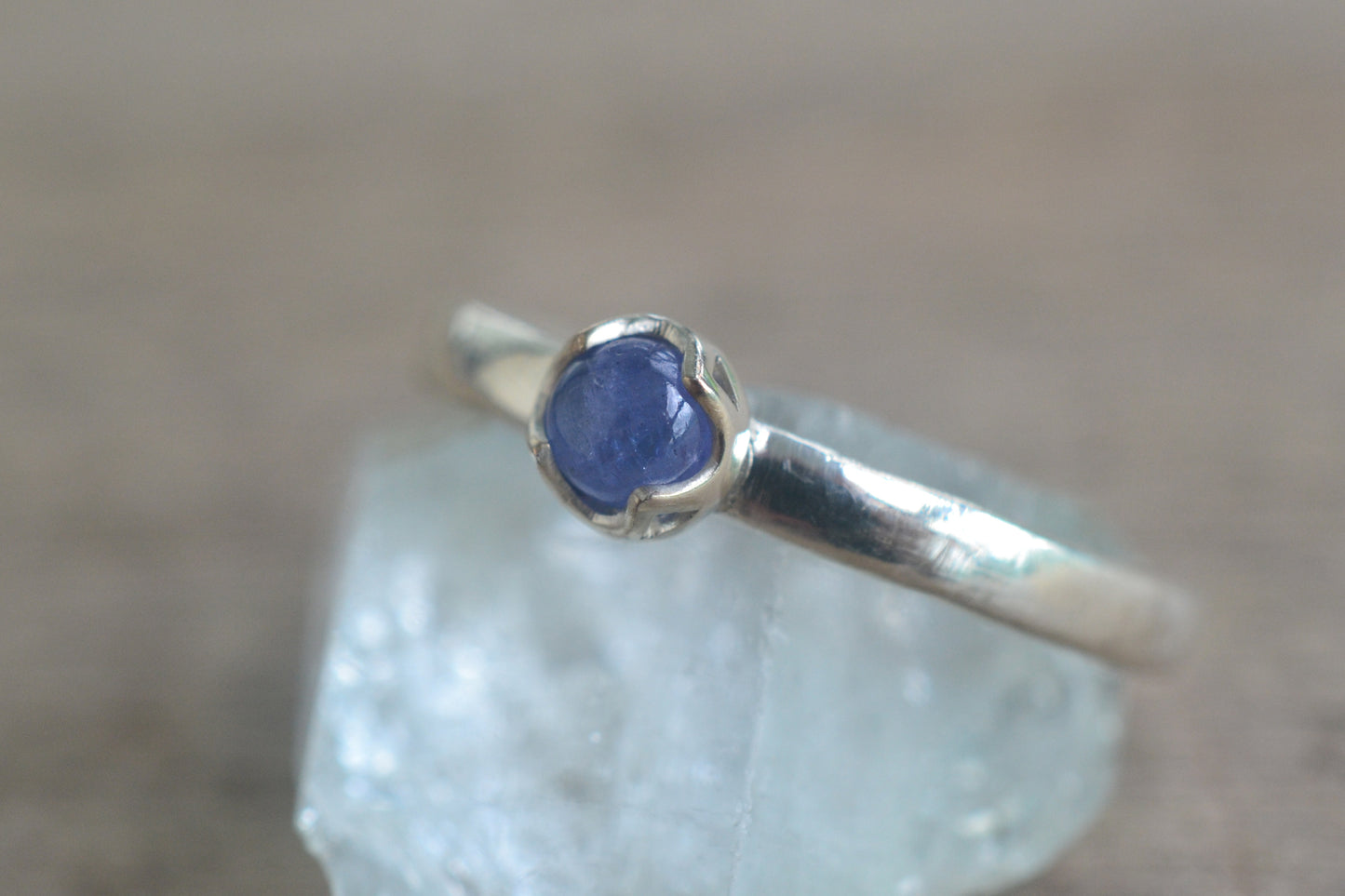 4mm Tanzanite Cabochon Ring in Sterling Silver