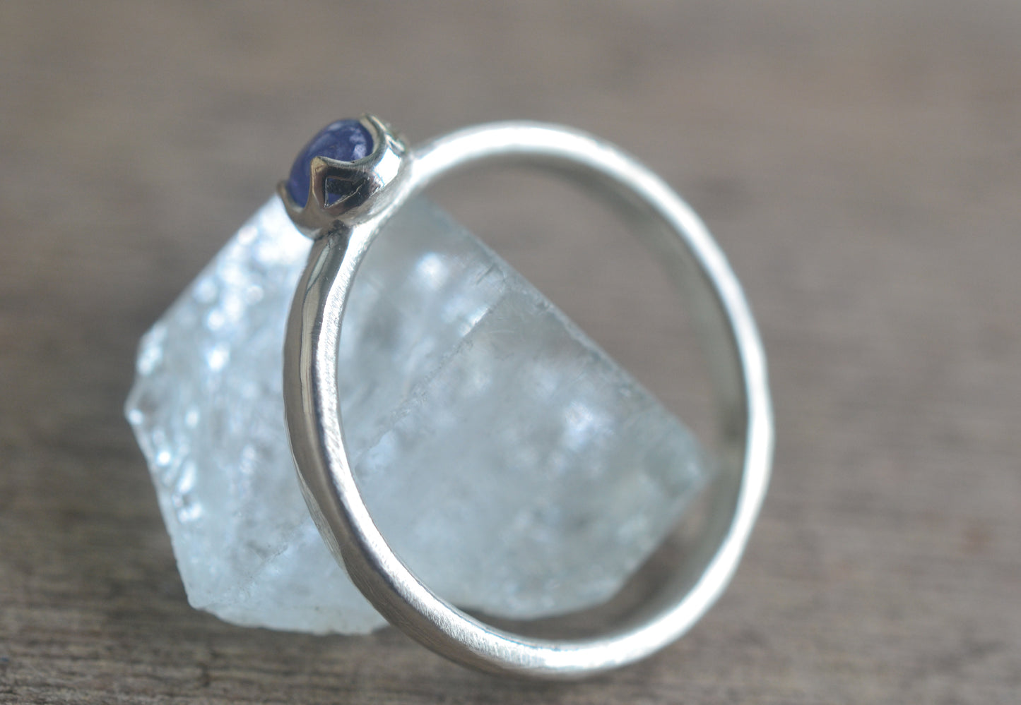 Sterling Silver Bezel Ring With Tanzanite Stone