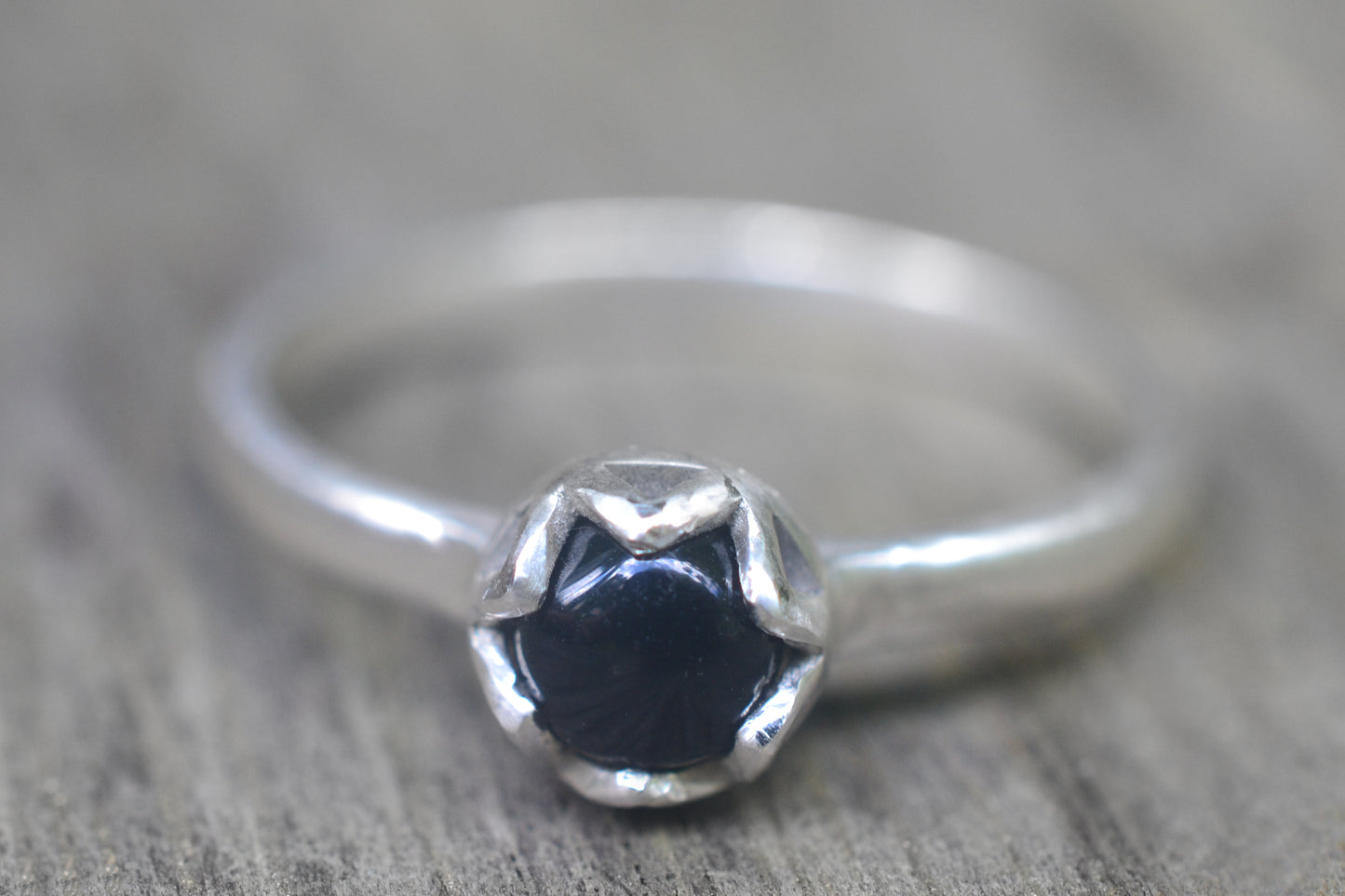 Round Black Onyx Ring In Sterling Silver