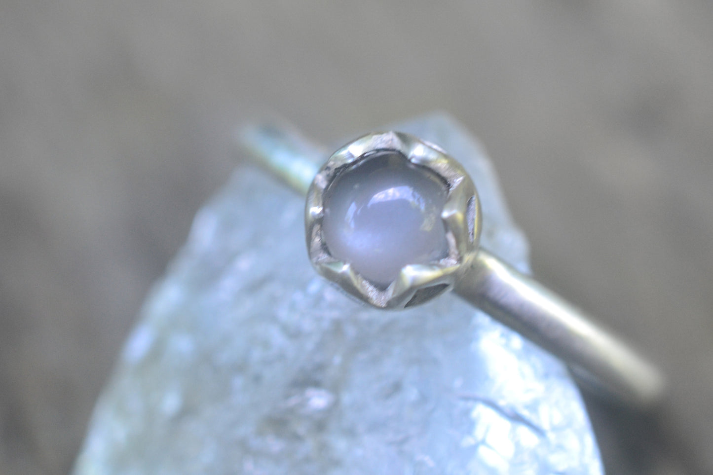 Grey Moonstone Cabochon Ring in Sterling