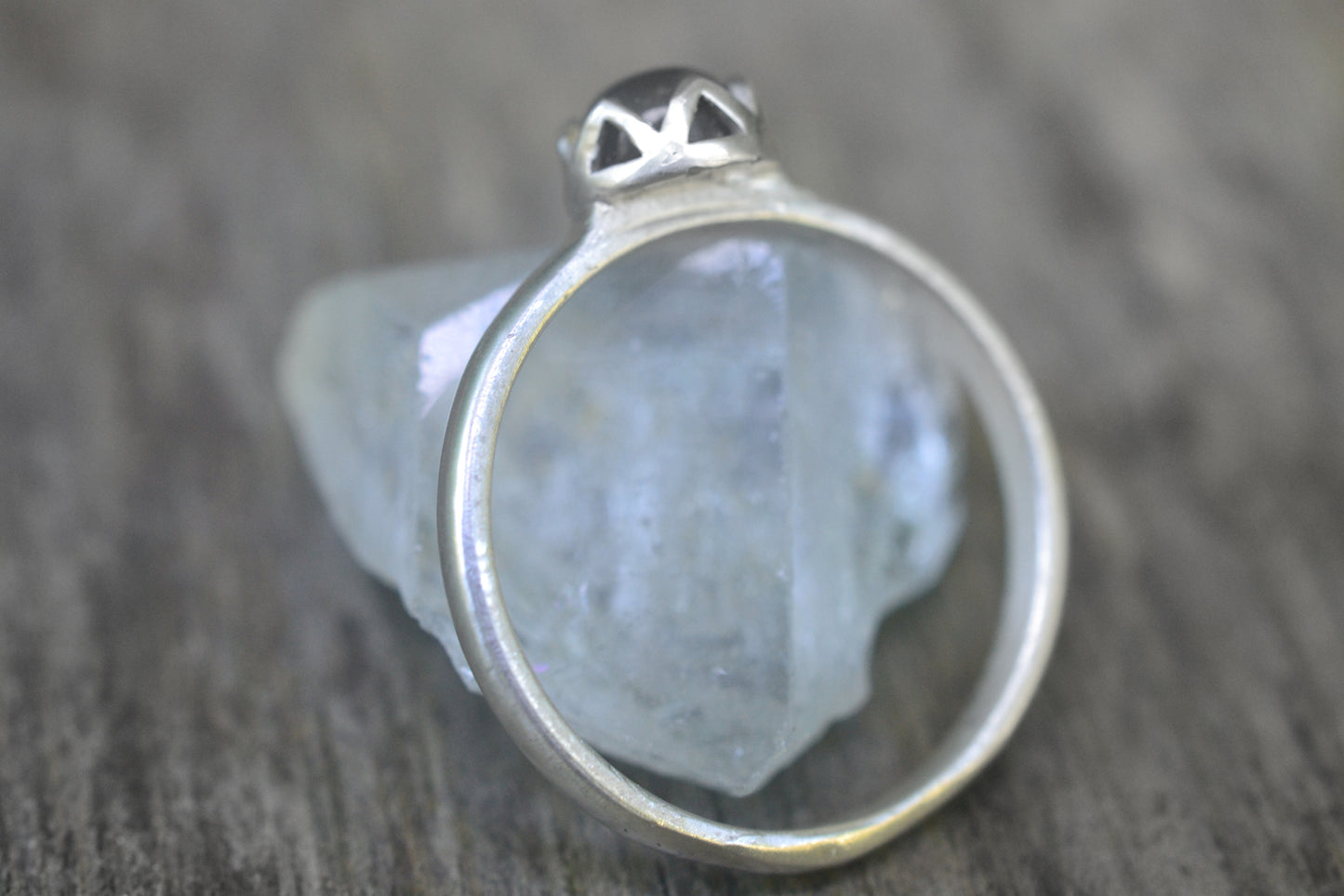 Grey Moonstone Stacking Ring in Sterling
