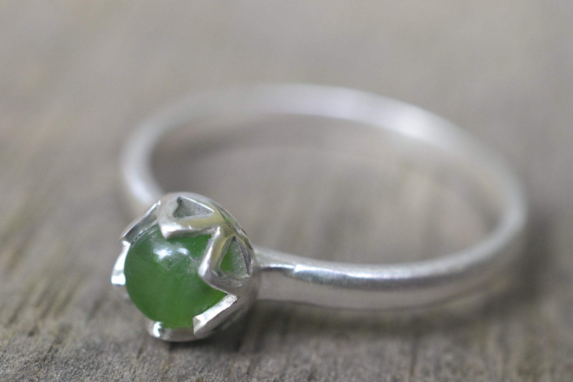 5mm Jade Promise Ring in Sterling Silver