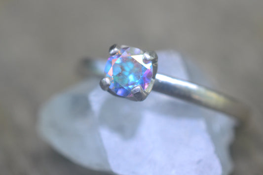 Simple Mercury Mist Topaz Engagement Ring