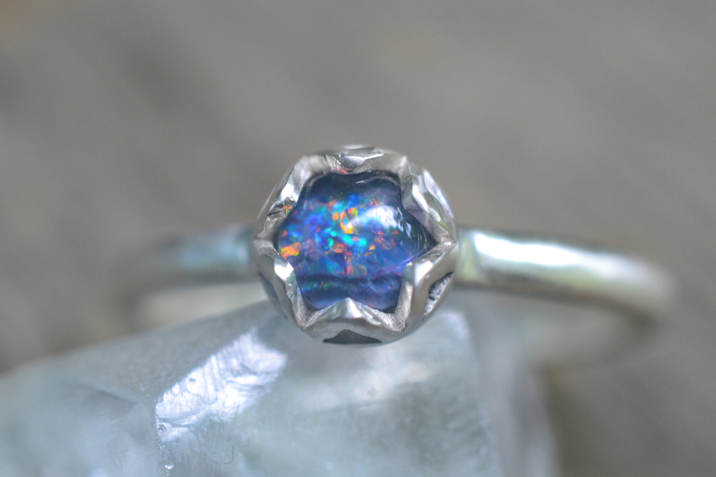 Opal Triplet Stacking Ring in Sterling Silver