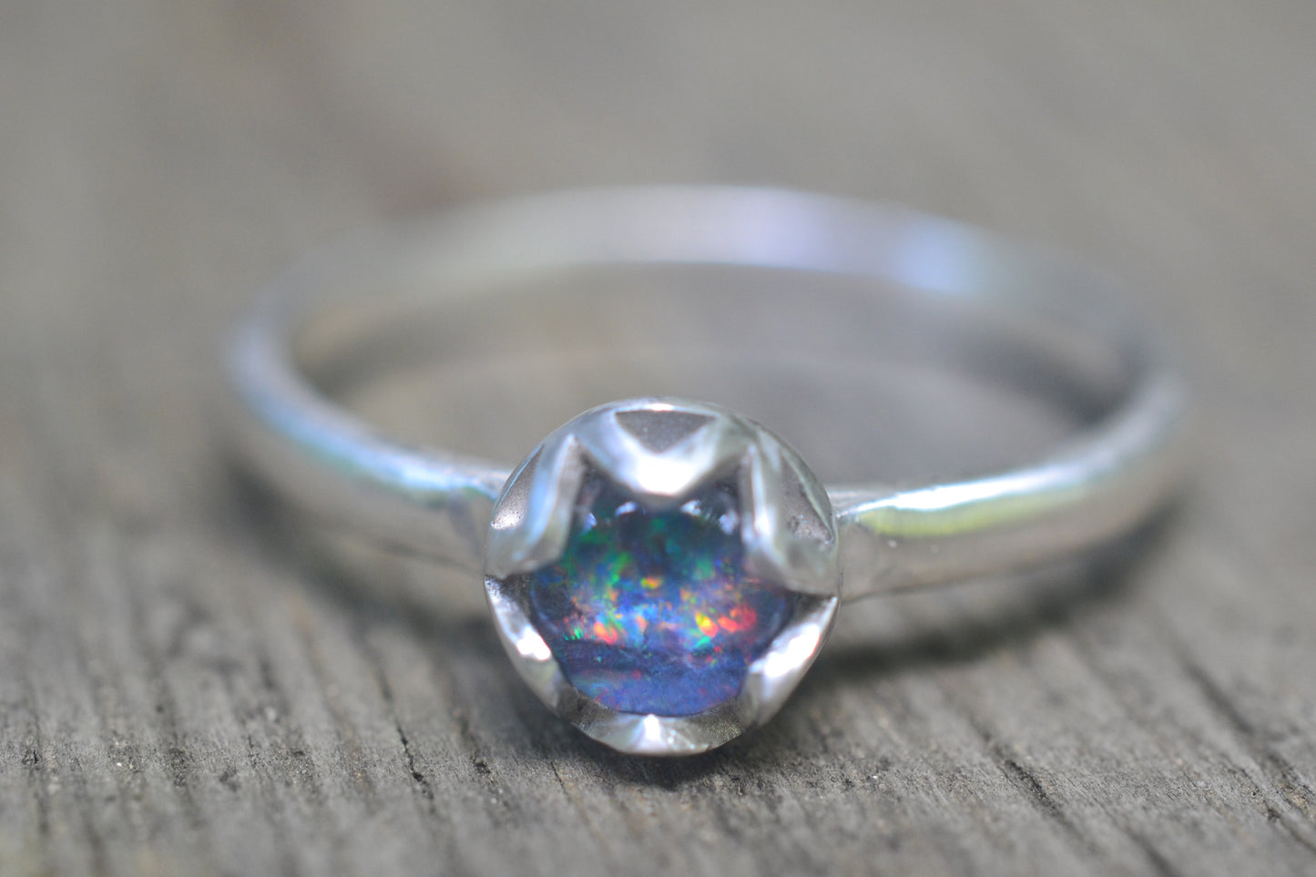 Australian Opal Triplet Ring in Sterling Silver