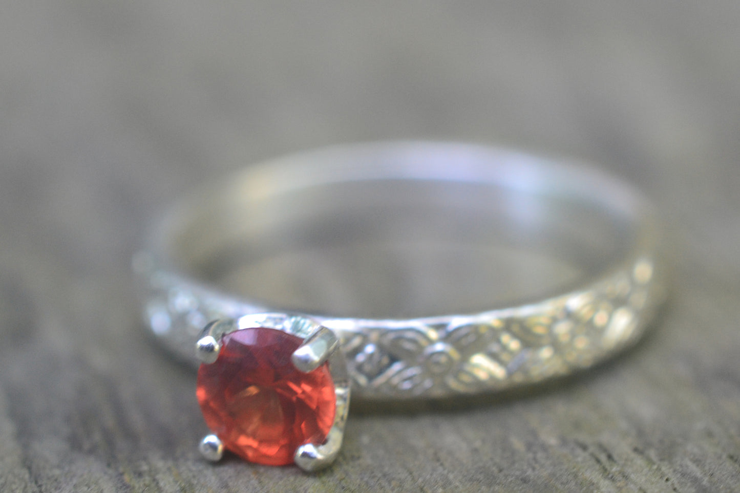 5mm Orange Sapphire Solitaire Ring in Silver