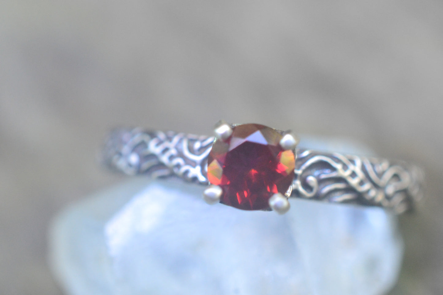 Baroque Style Peony Topaz Engagement Ring