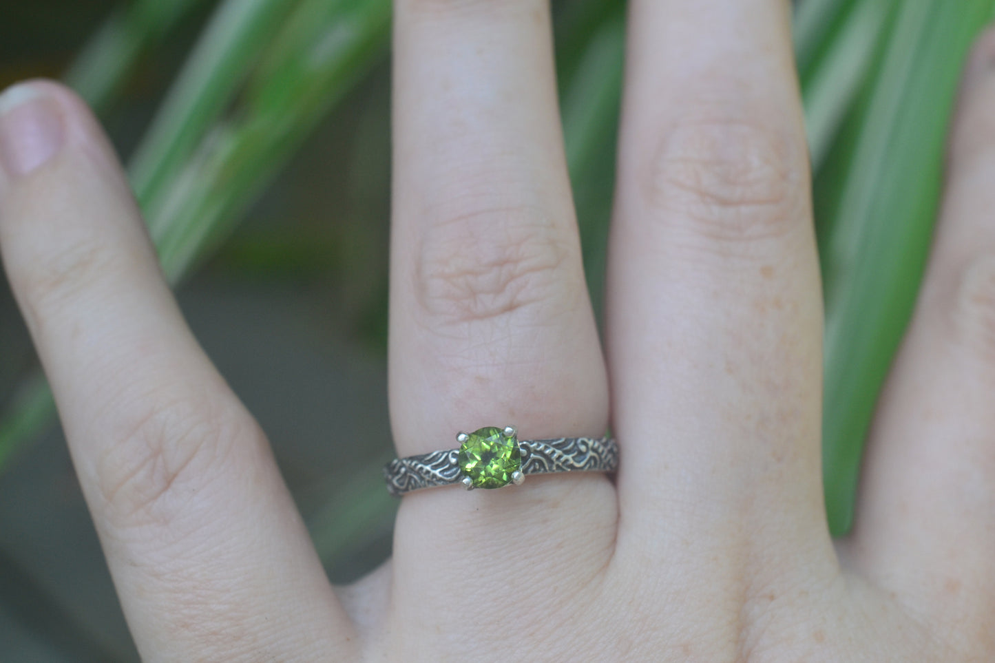 Womens Gothic Peridot Engagement Ring