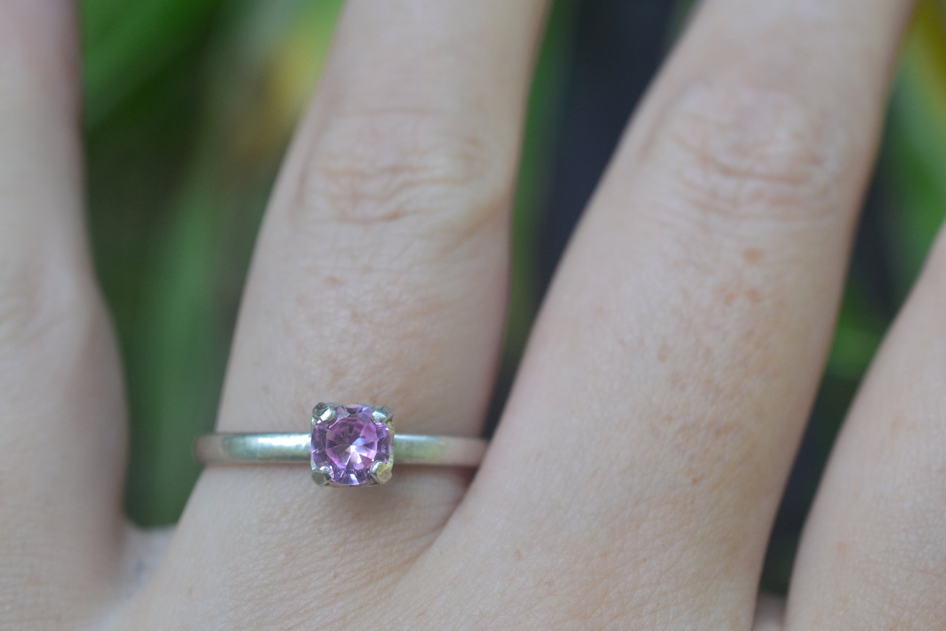 Womens Pink Sapphire Engagement Ring in Silver