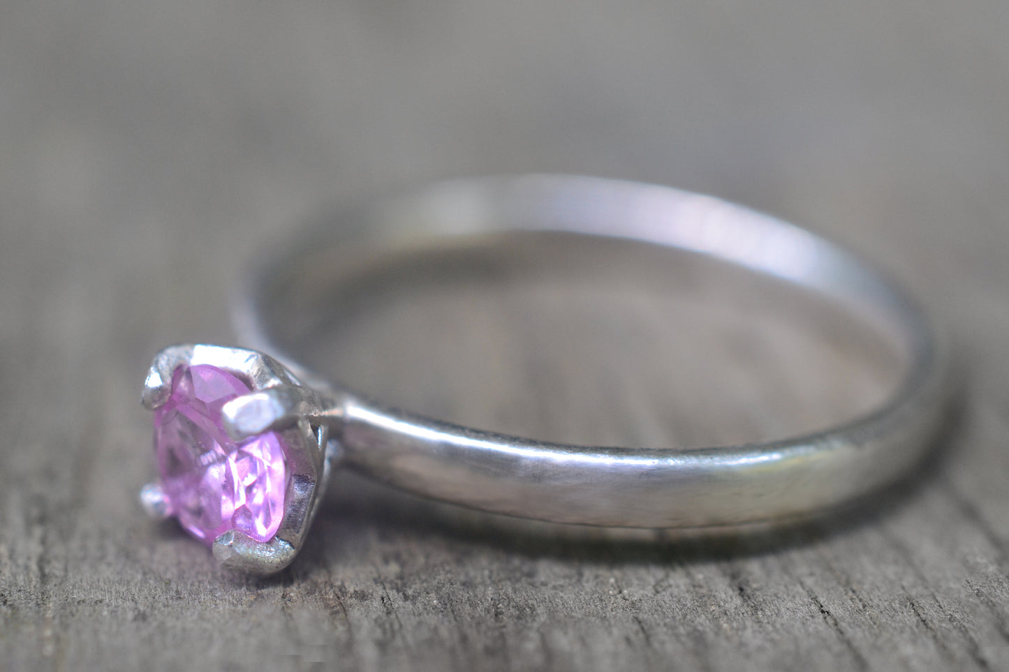 Lab Grown Pink Sapphire Ring in Sterling