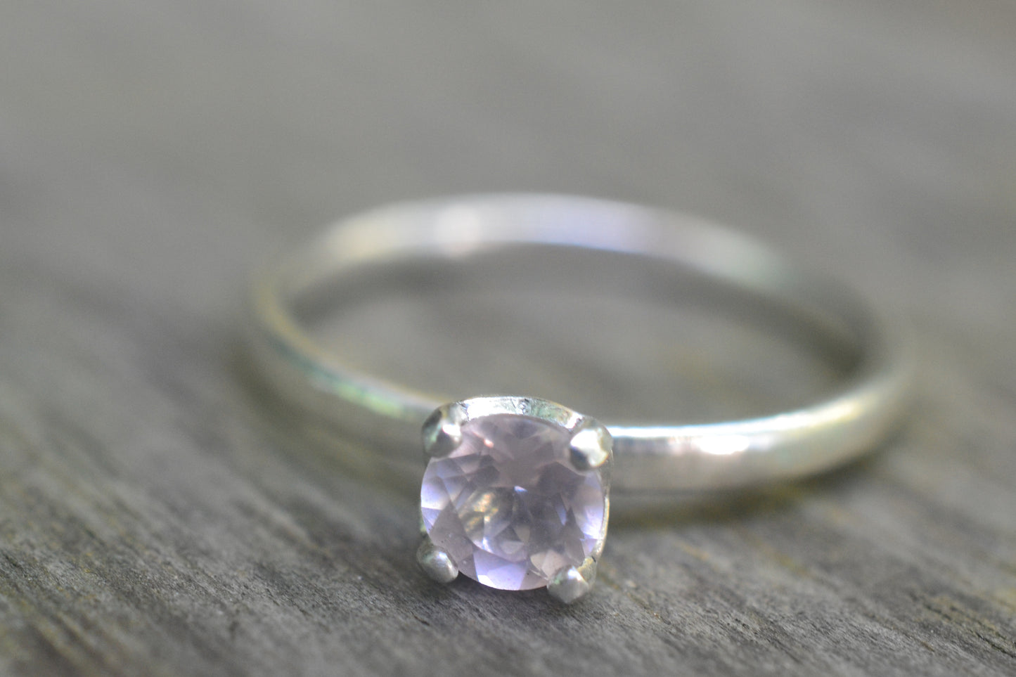 Womens Rose Quartz Engagement Ring in Silver