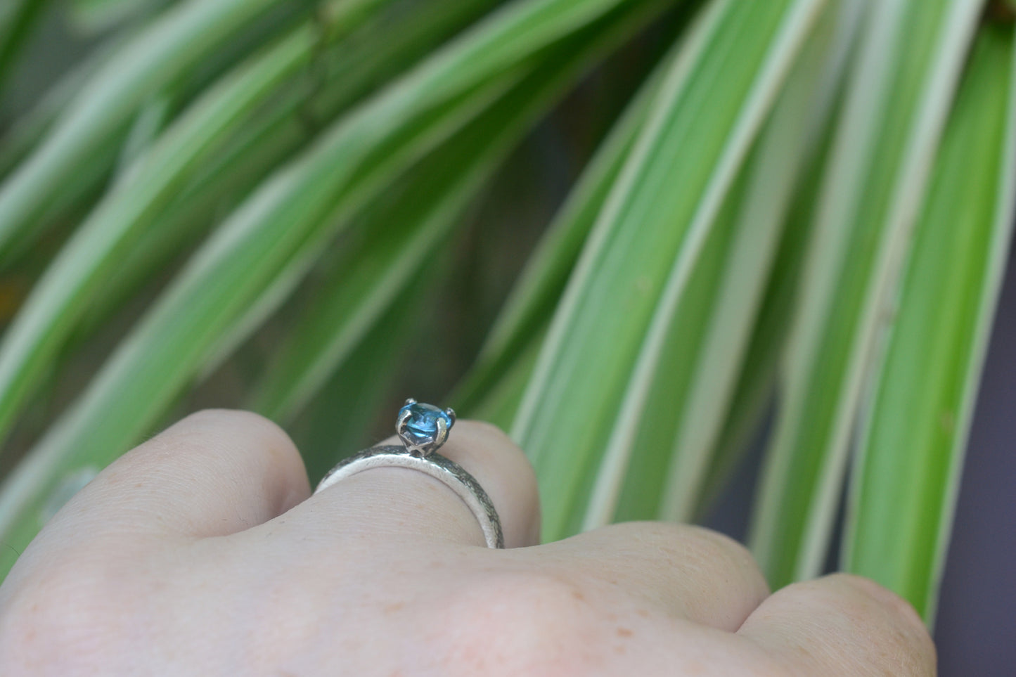 Faceted Swiss Blue Topaz Engagement Ring