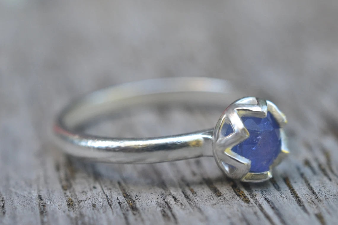 Bezel Set Tanzanite Crystal Ring in Silver