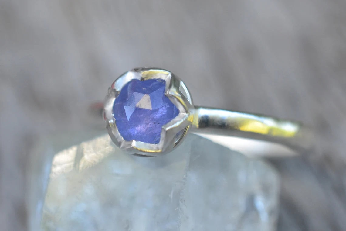 Dainty Tanzanite Promise Ring in Sterling Silver