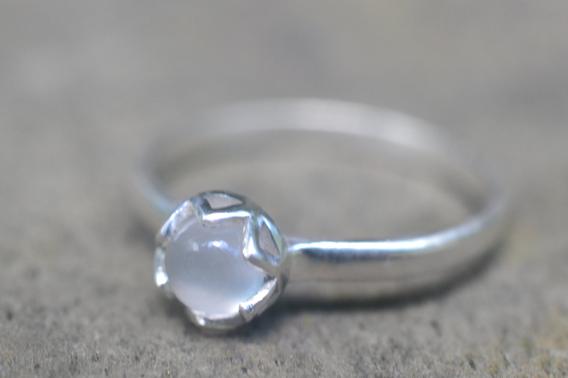 Dainty Moonstone Ring in Sterling Silver