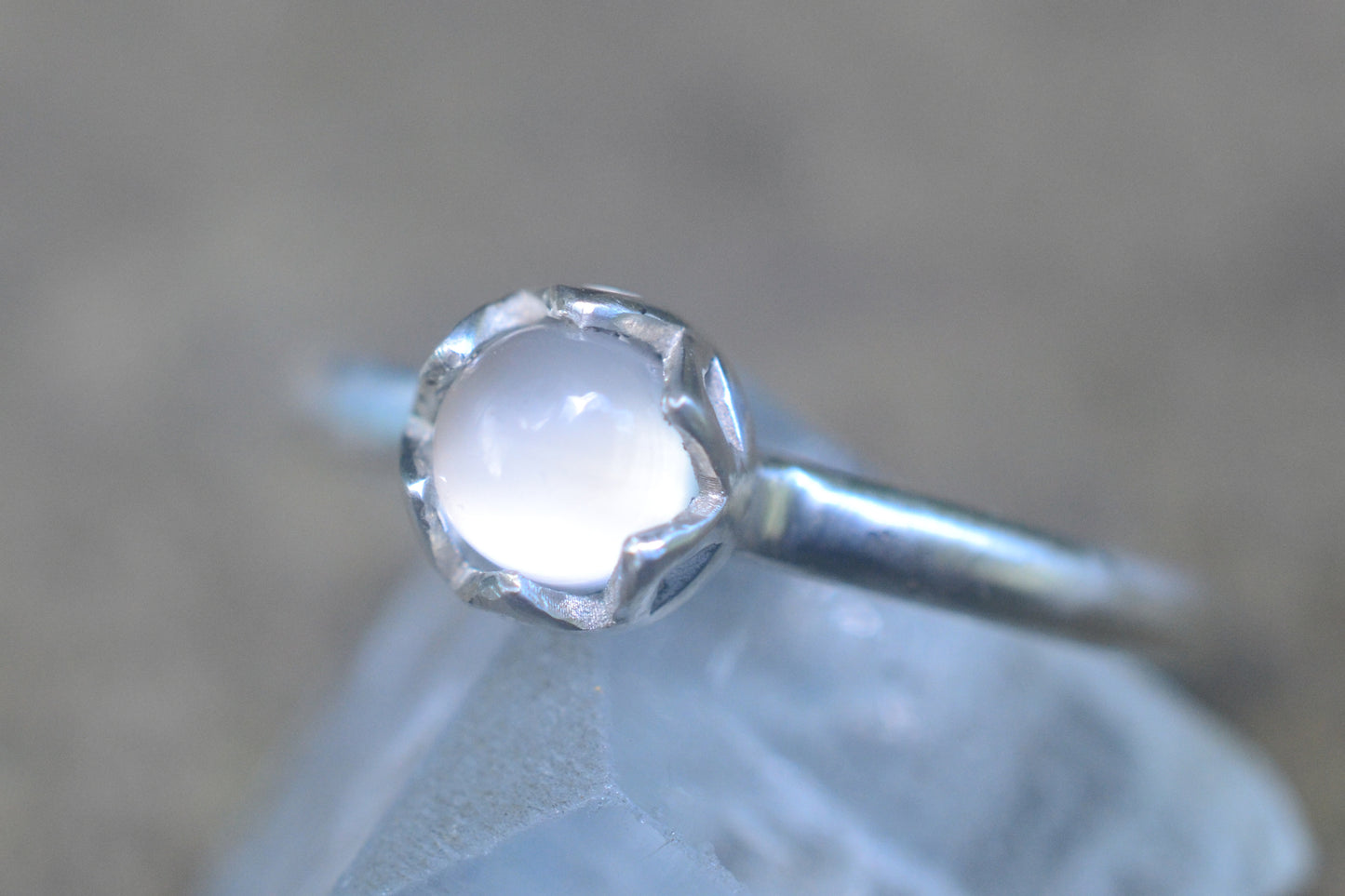 White Moonstone Stack Ring in Sterling Silver