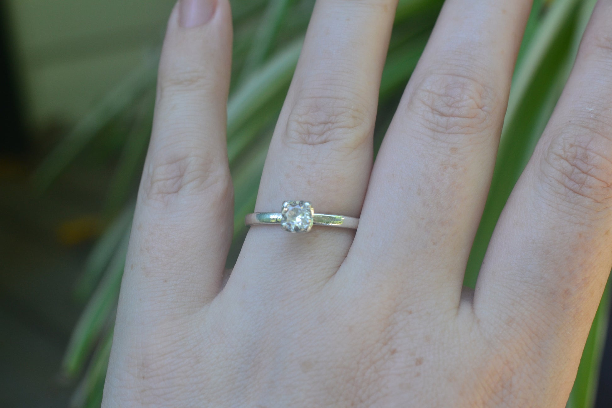 Minimalist White Sapphire Solitaire Engagement Ring