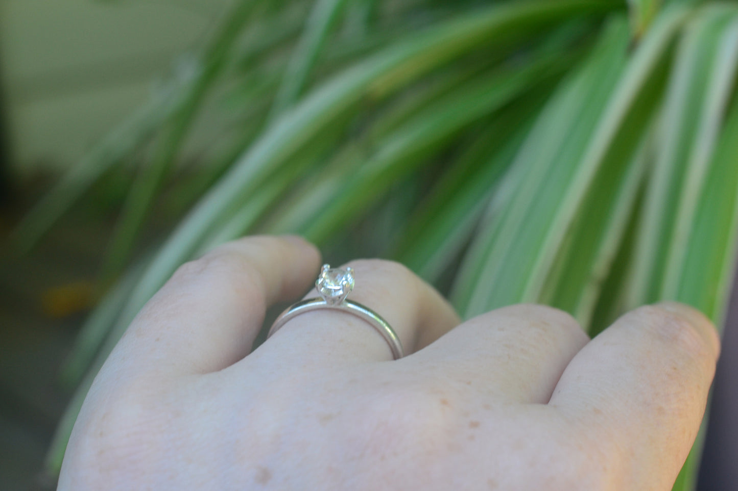 5mm Round White Sapphire Engagement Ring