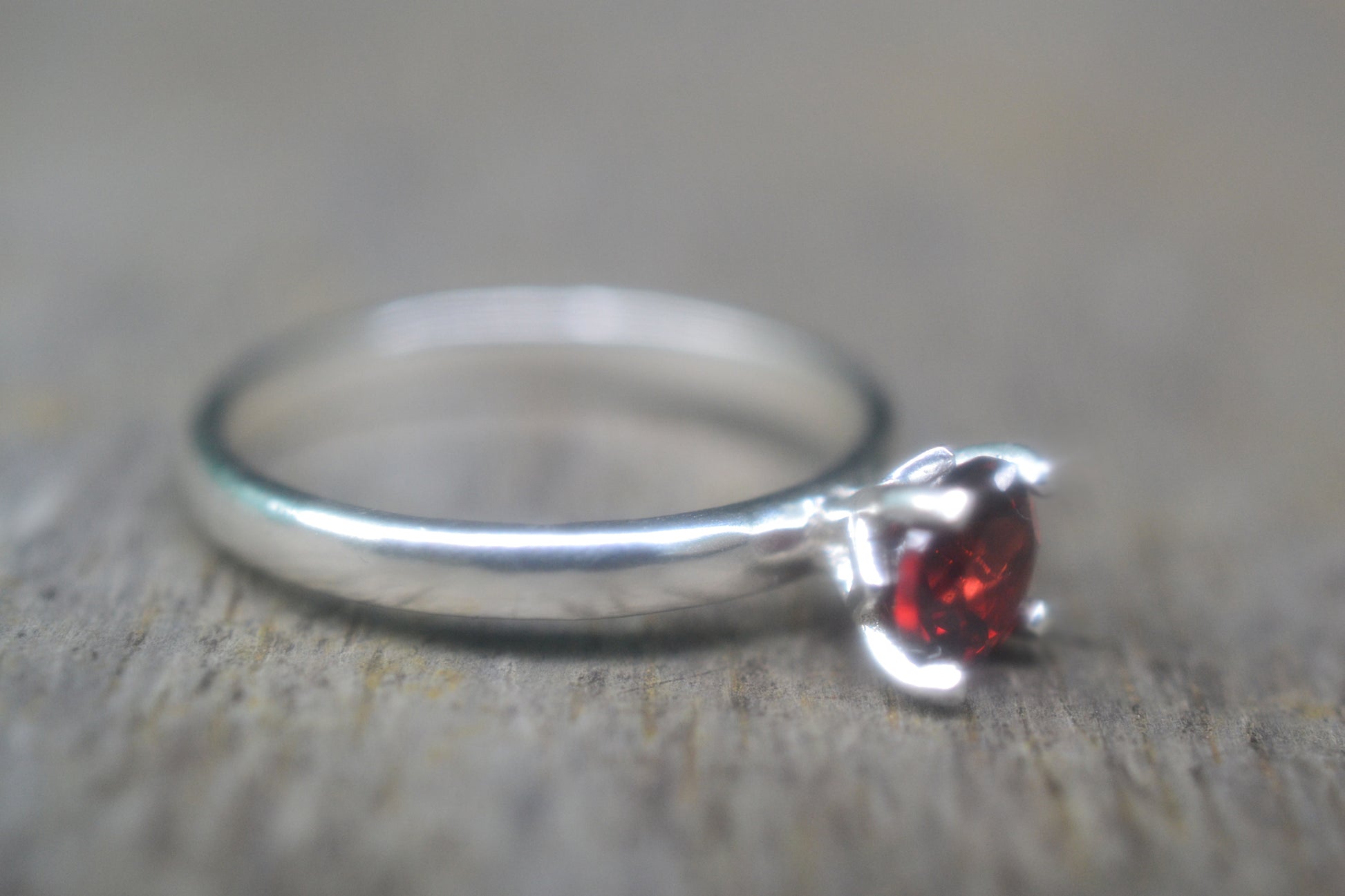 Natural Red Gemstone Ring in Sterling Silver