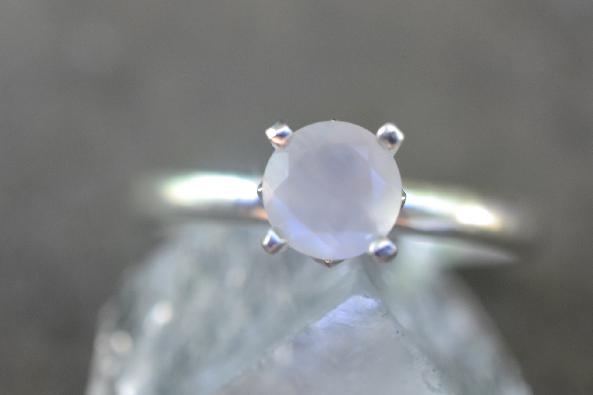 Simple White Moonstone Ring in Sterling Silver
