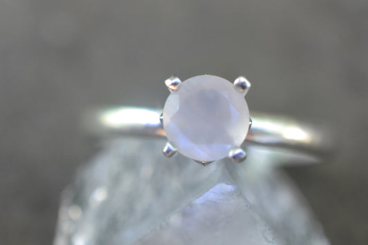 Simple White Moonstone Ring in Sterling Silver