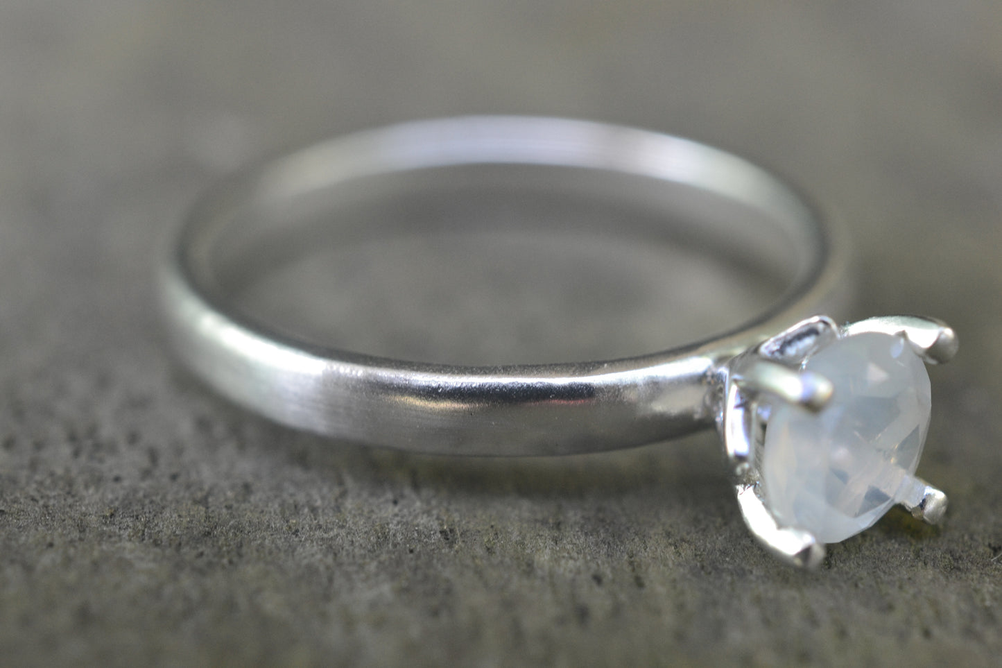 Classic White Moonstone Solitaire Ring in Silver