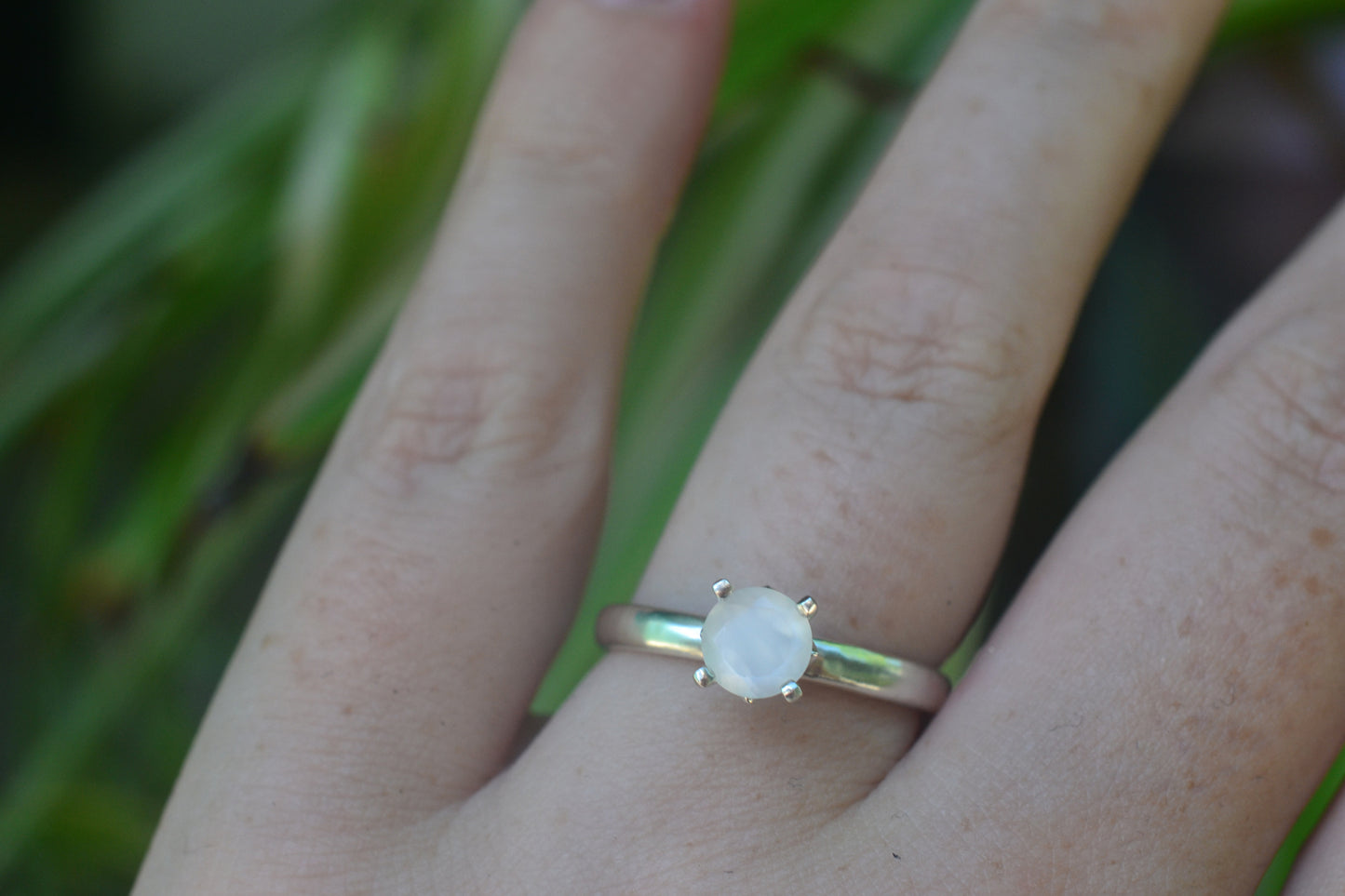 Natural White Crystal Ring in Sterling Silver