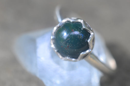 Natural Bloodstone Ring in Sterling Silver
