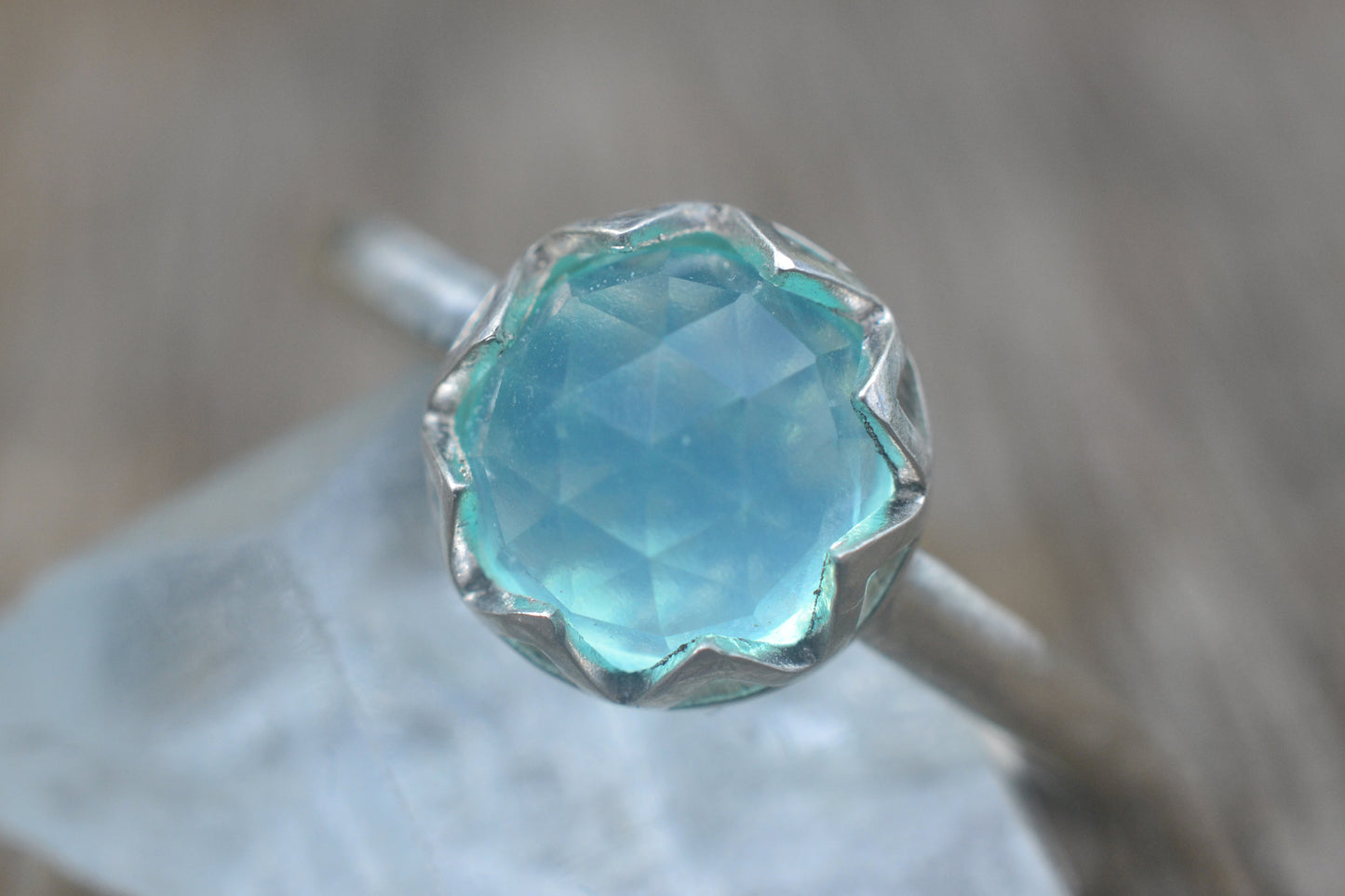 Bezel Set Blue Opal Engagement Ring