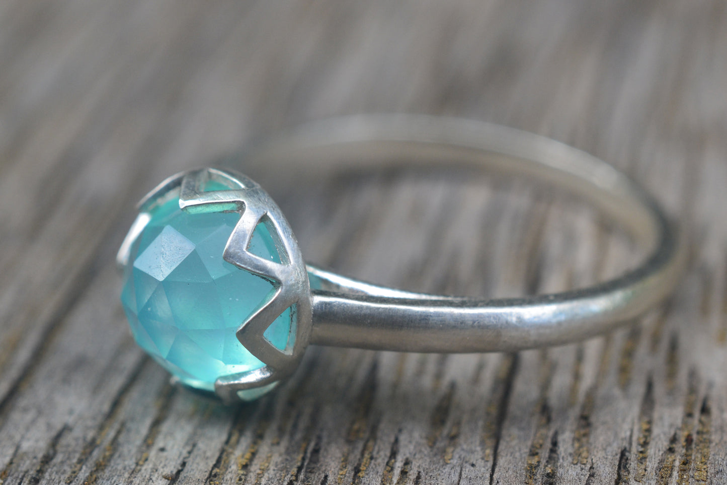 Blue Opal Cathedral Engagement Ring in Sterling