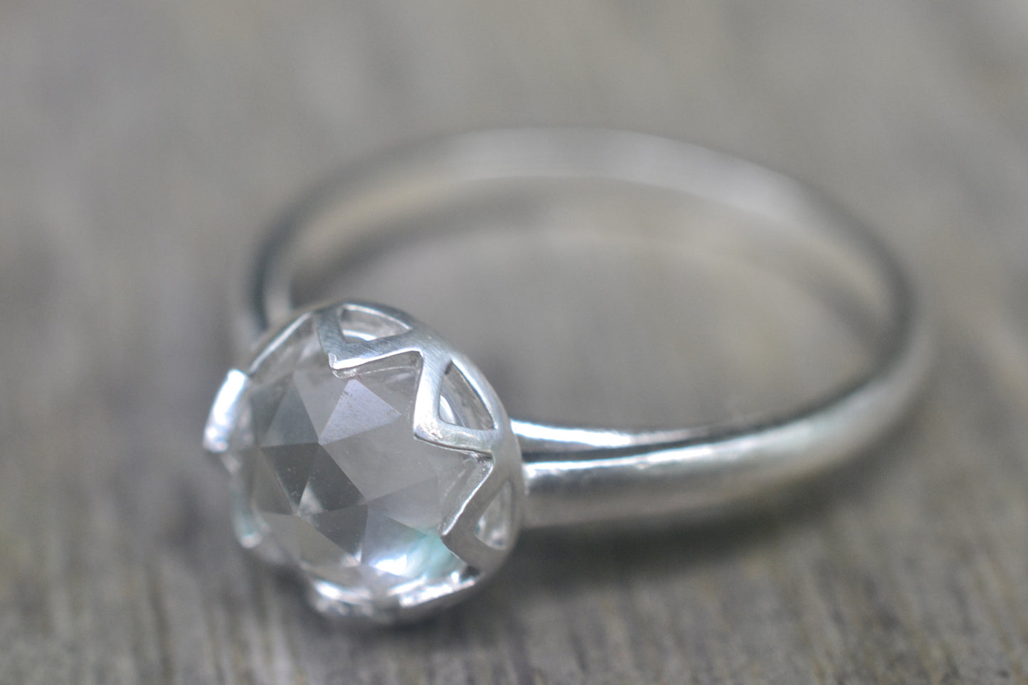 Simple Sterling Bezel Set White Topaz Ring