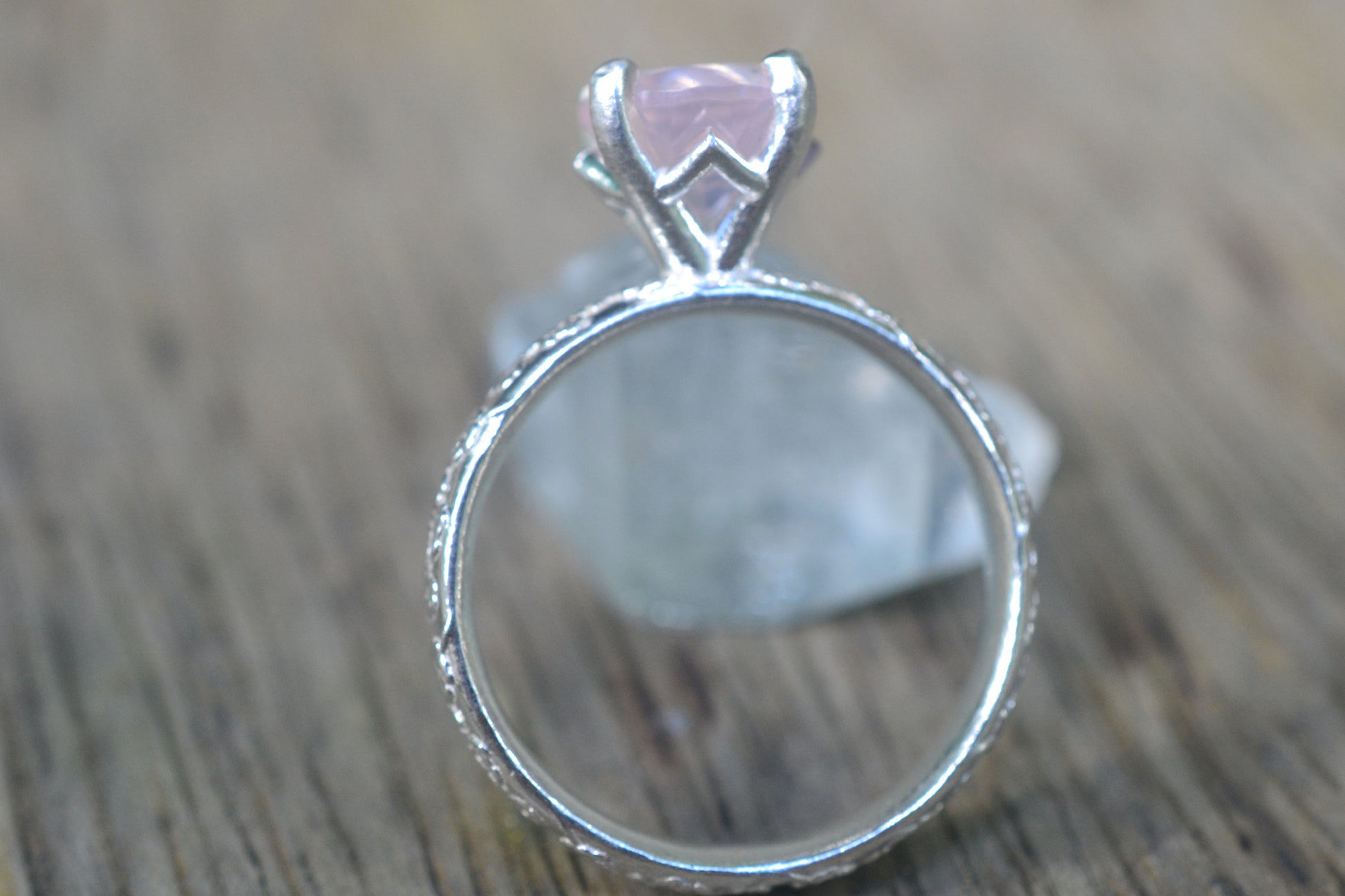Art Nouveau Style Rose Quartz Engagement Ring