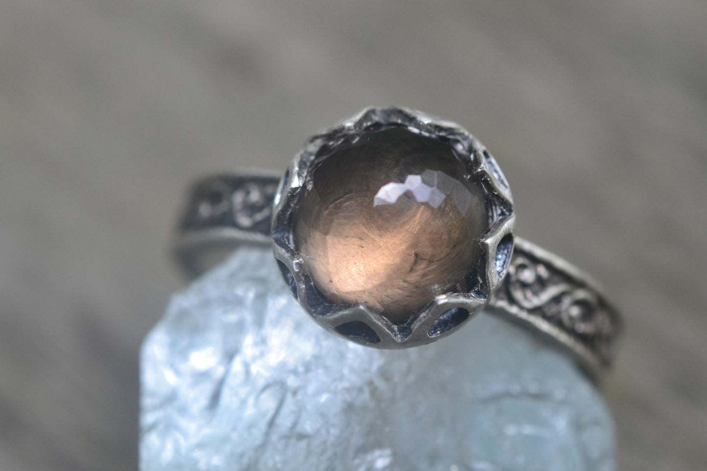 Womens Smoky Quartz Engagement Ring in Silver