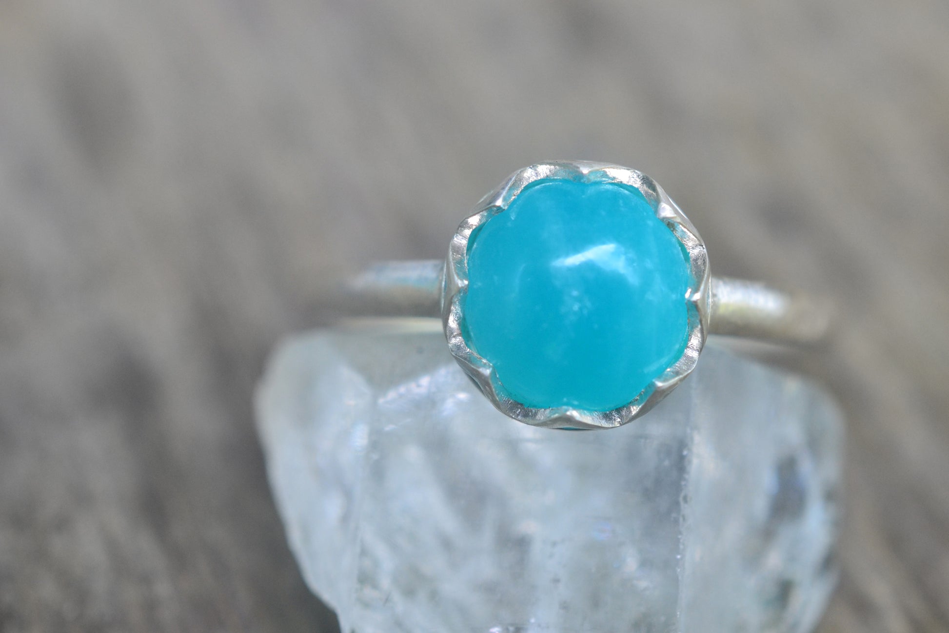 Sterling Silver Cathedral Ring With Amazonite