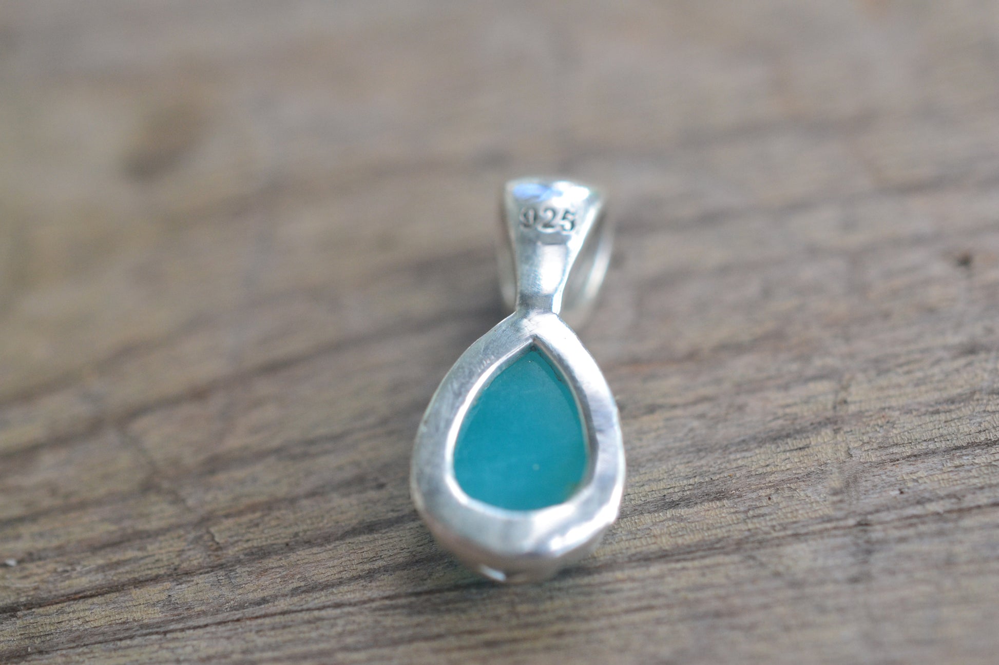 Open Backed 925 Silver Pendant With Amazonite