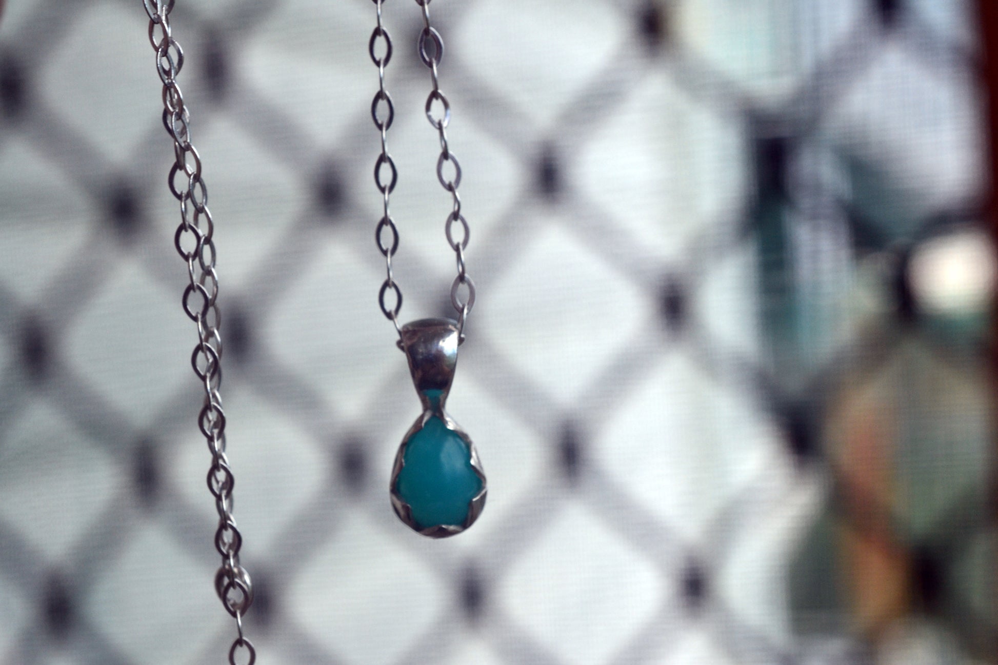Dainty Little Amazonite Pendant With Chain